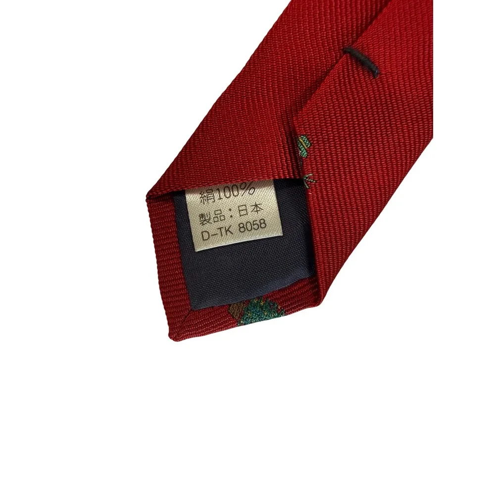 United Colors of Benetton Tie Mens OS Red  Silk Christmas Snowman 1990